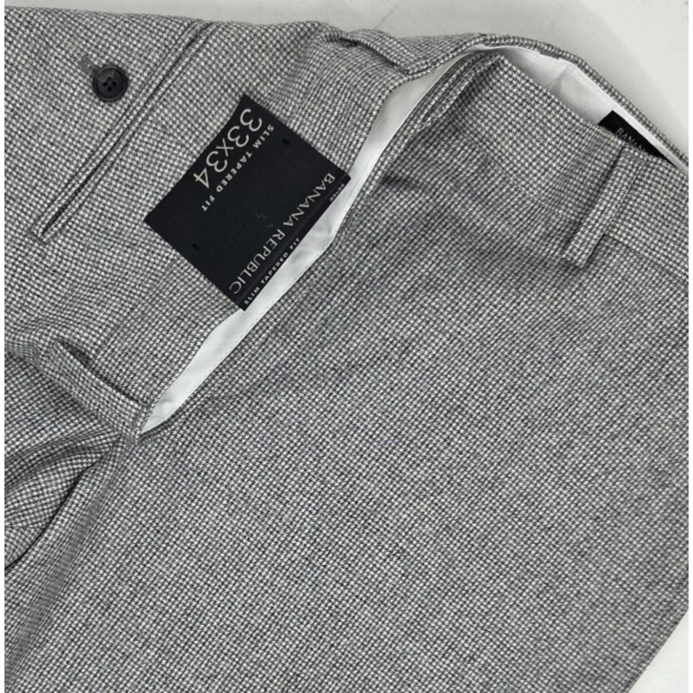 NEW Banana Republic Marzotto S110 Flannel Houndstooth Suit Pant Mens 33x34 NWT